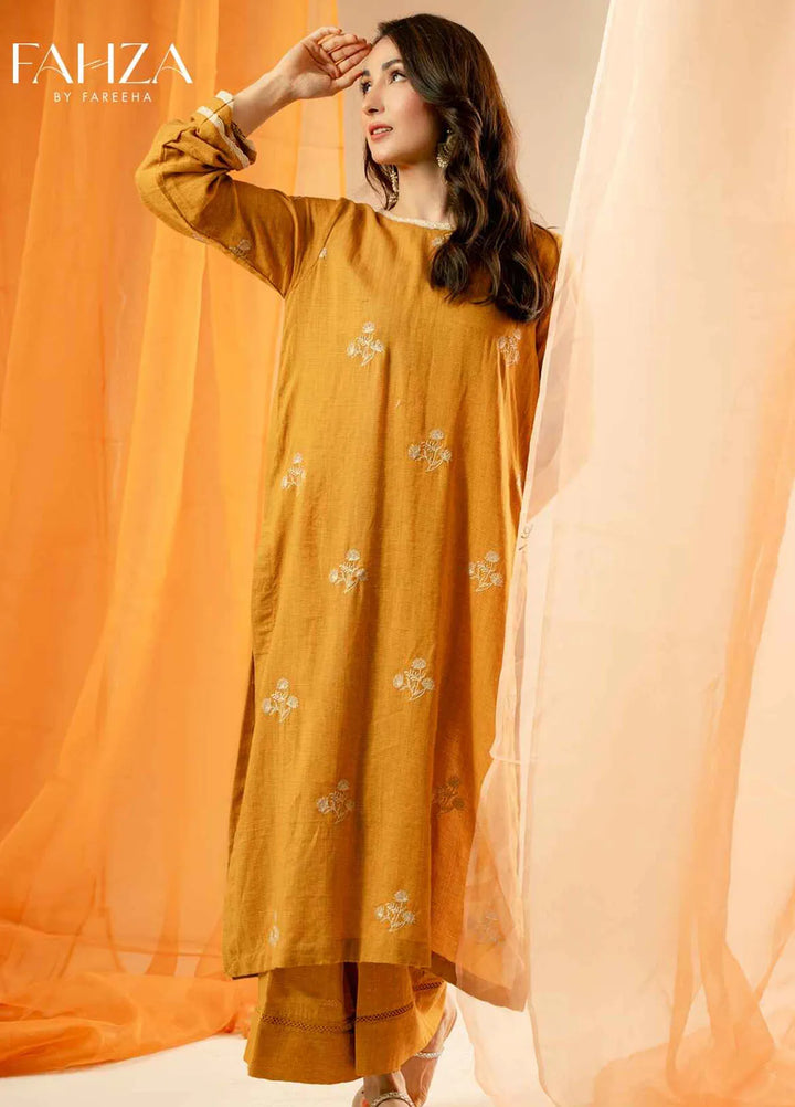 Fahza Pret Embroidered Lawn 2 Piece Suit Sunlight