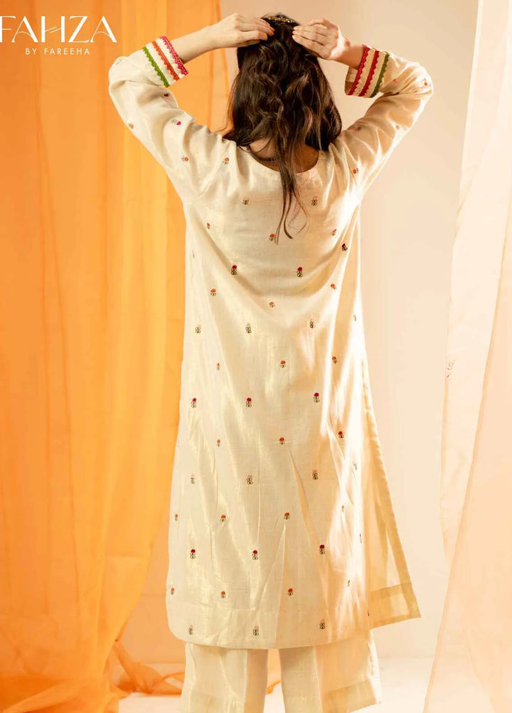 Fahza Pret Embroidered Shimmery 2 Piece Suit Moonlight