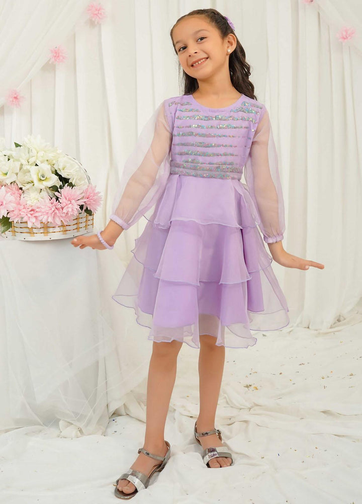 Modest Pret Fancy Organza Frock Lilac