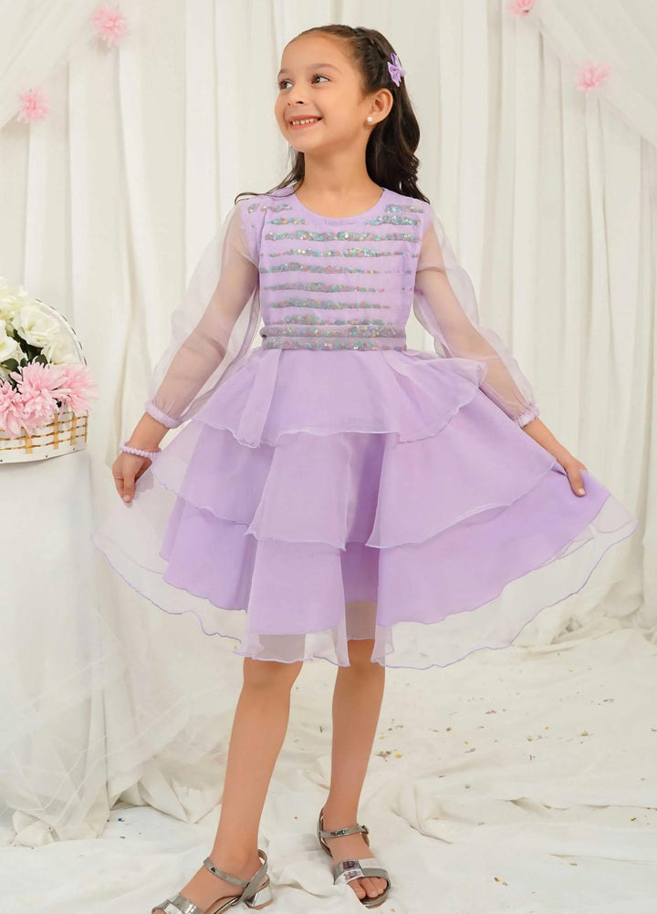 Modest Pret Fancy Organza Frock Lilac