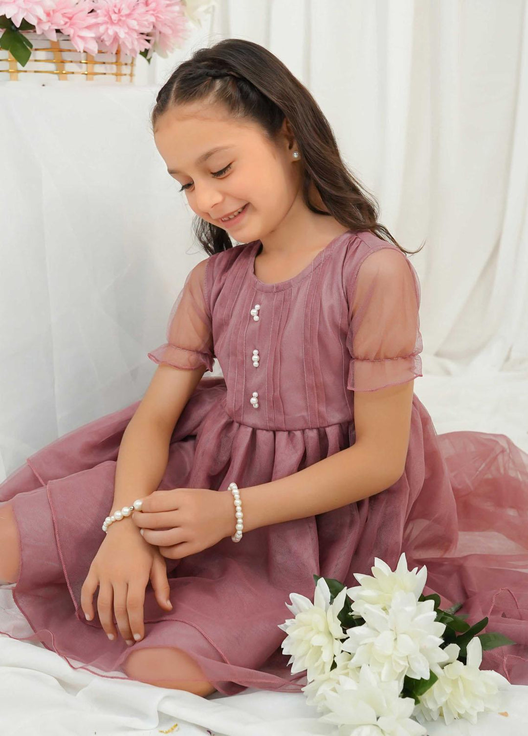 Modest Pret Fancy Net Frock Opal