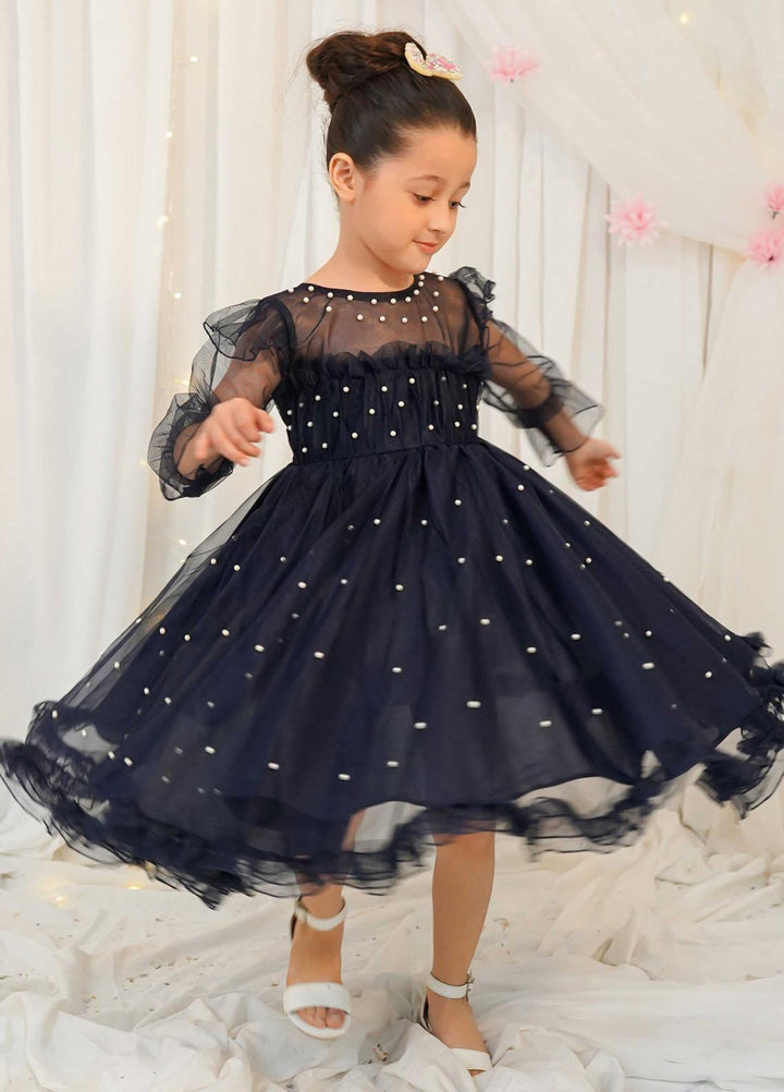 Modest Pret Fancy Net Frock Sapphire