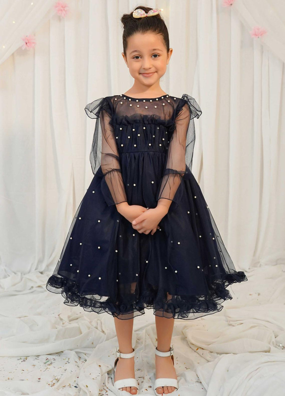 Modest Pret Fancy Net Frock Sapphire