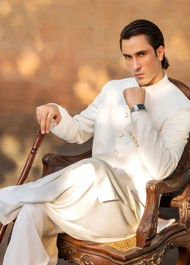 Fais Couture Dobby Formal Mens Pirnce Coat Taimur Rumi