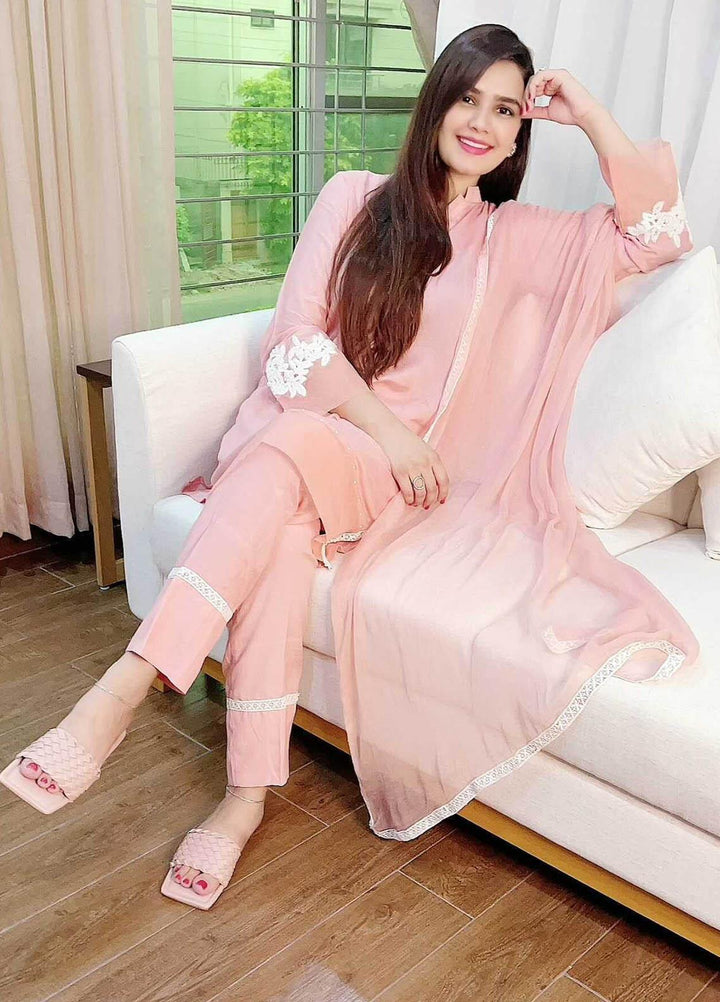 Faiza Aly Pret  Organza 3 Piece Suit FAY23TC Peaches and pearls