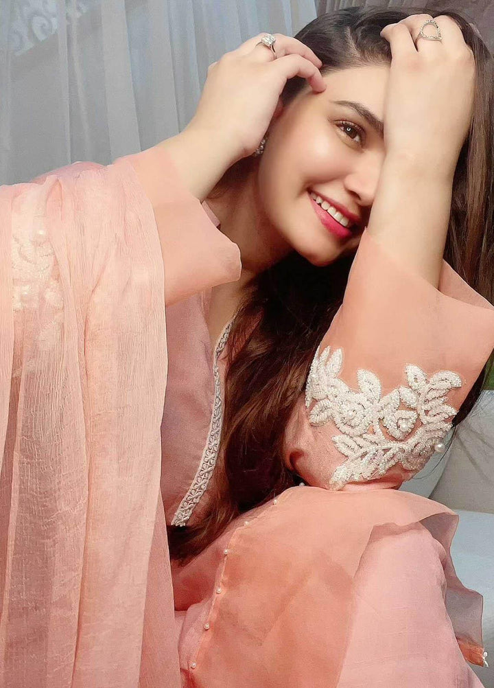 Faiza Aly Pret  Organza 3 Piece Suit FAY23TC Peaches and pearls