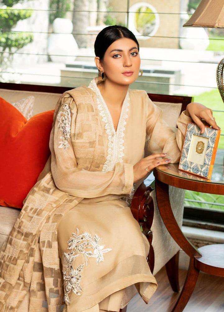 Faiza Aly Pret  Organza 3 Piece Suit FAY23TC Vanilla