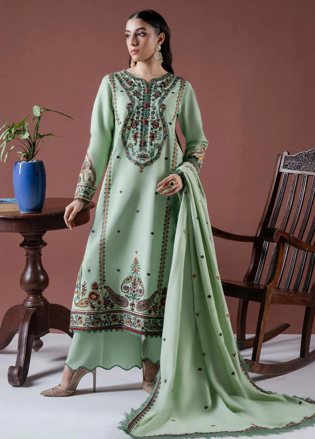 Faiza Faisal Embroidered Karandi Suit Unstitched 3 Piece FFX24EW D-02 Defne - Winter Collection