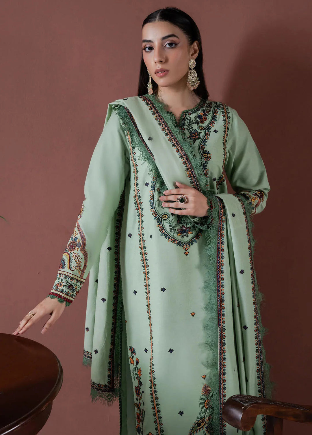 Faiza Faisal Embroidered Karandi Suit Unstitched 3 Piece FFX24EW D-02 Defne - Winter Collection