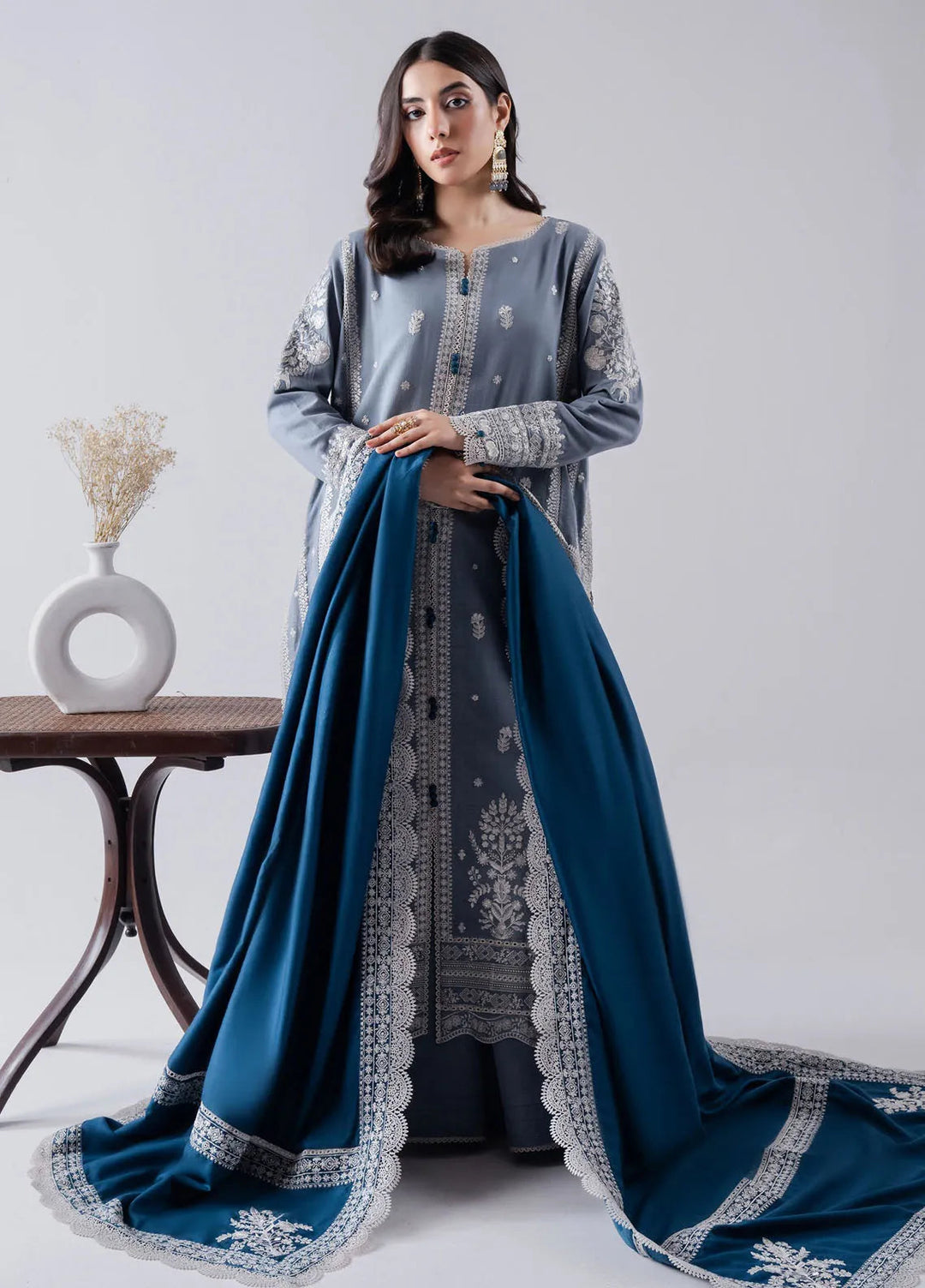 Faiza Faisal Embroidered Karandi Suit Unstitched 3 Piece FFX24EW D-04 Elaaf - Winter Collection