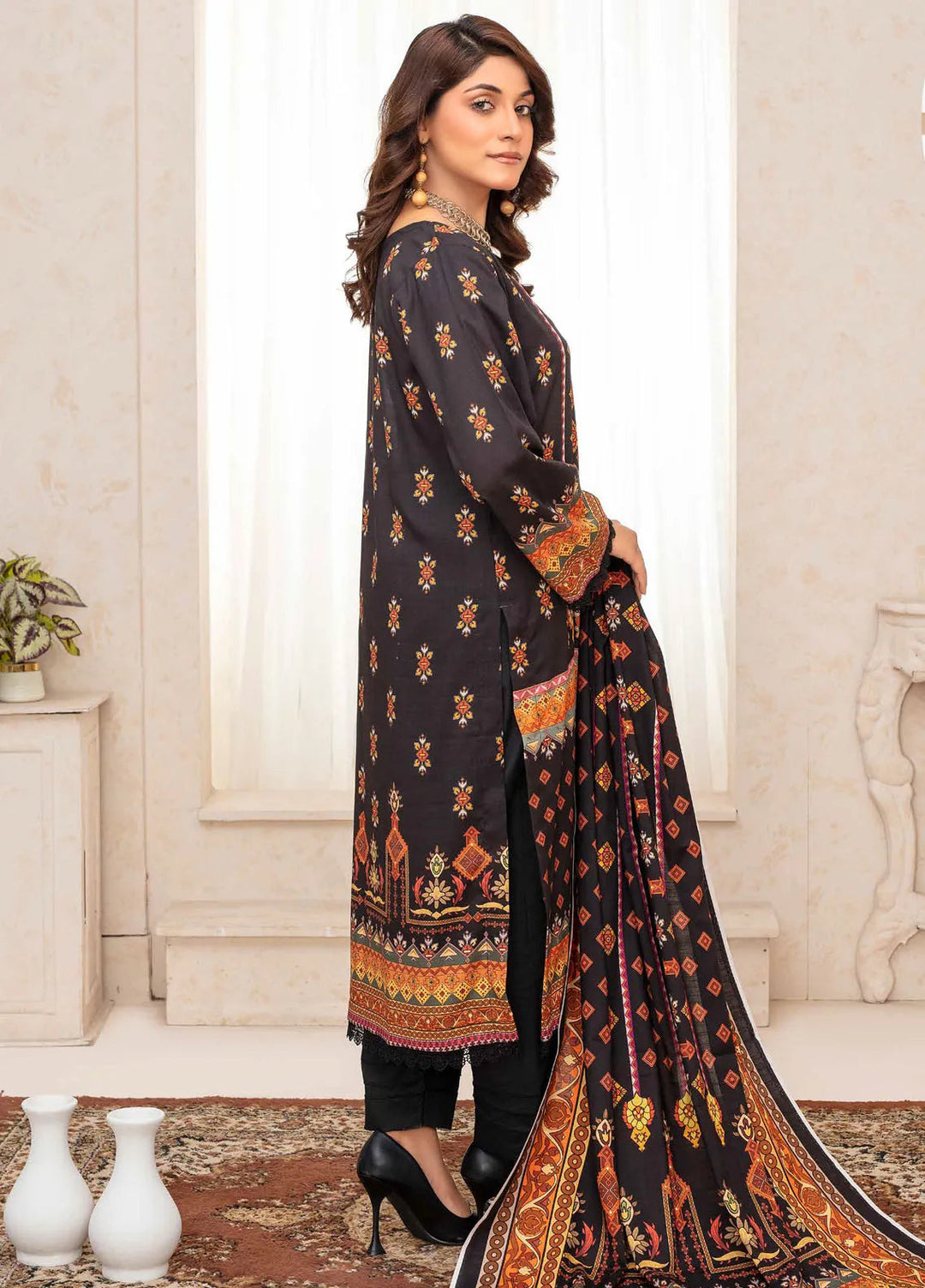 Falak by Feroza Printed Slub Linen Suits Unstitched 3 Piece FZ24FL D-02 - Winter Collection
