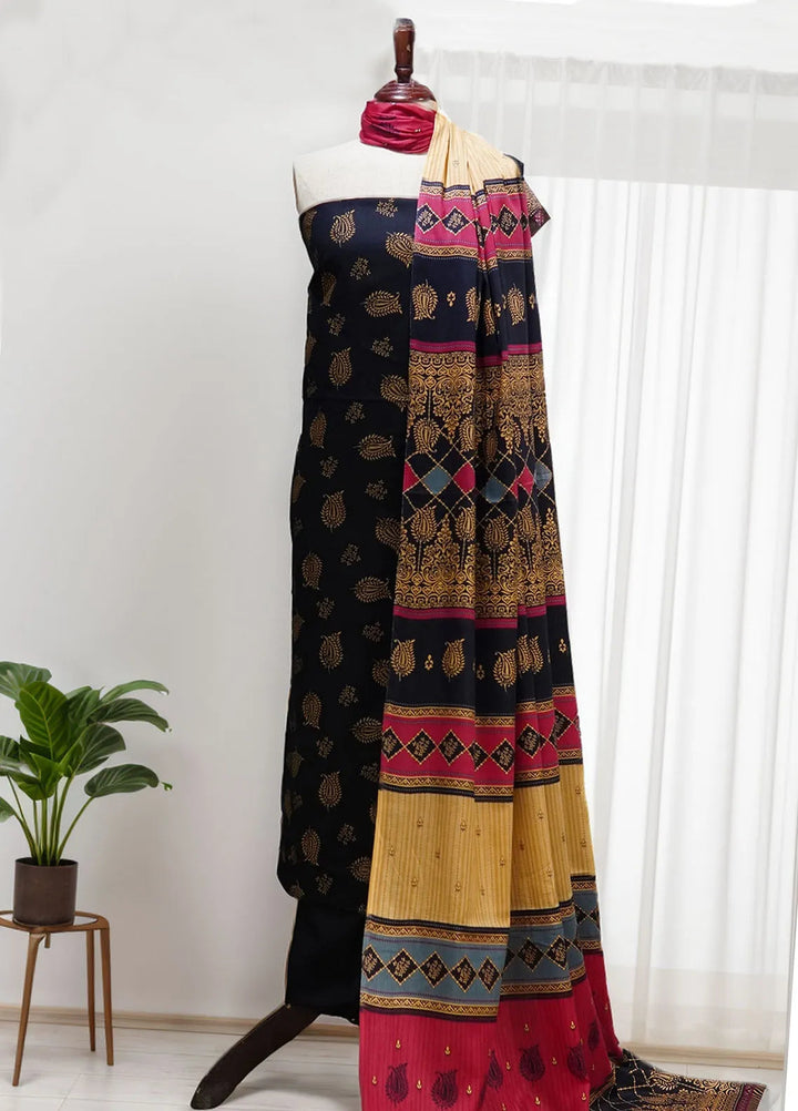 Farah N Faria By Bin Saeed Embroidered Lawn Unstitched Suit 3 Piece BS24F Black - Summer Collection