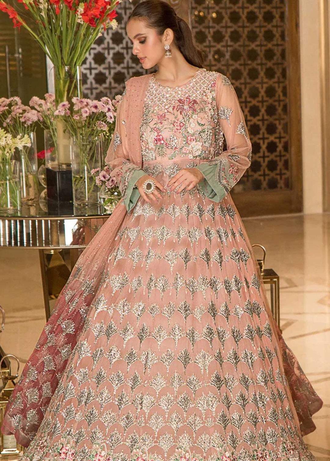 Farahnosh By Aroshi Embroidered Net Suits Unstitched 3 Piece ASH22F Bloom Doir - Luxury Collection