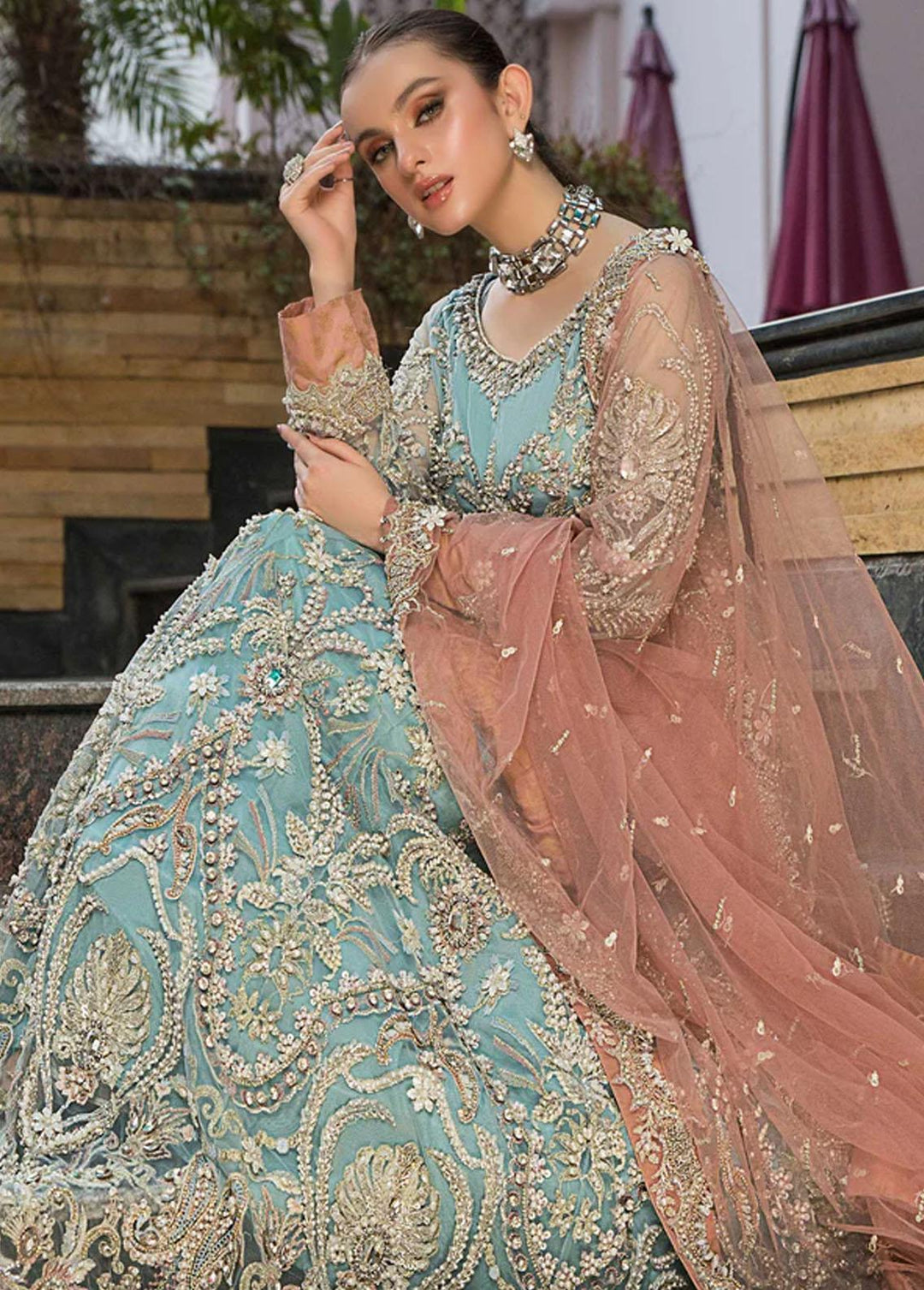Farahnosh By Aroshi Embroidered Organza Suits Unstitched 3 Piece ASH22F Mahrosh - Luxury Collection