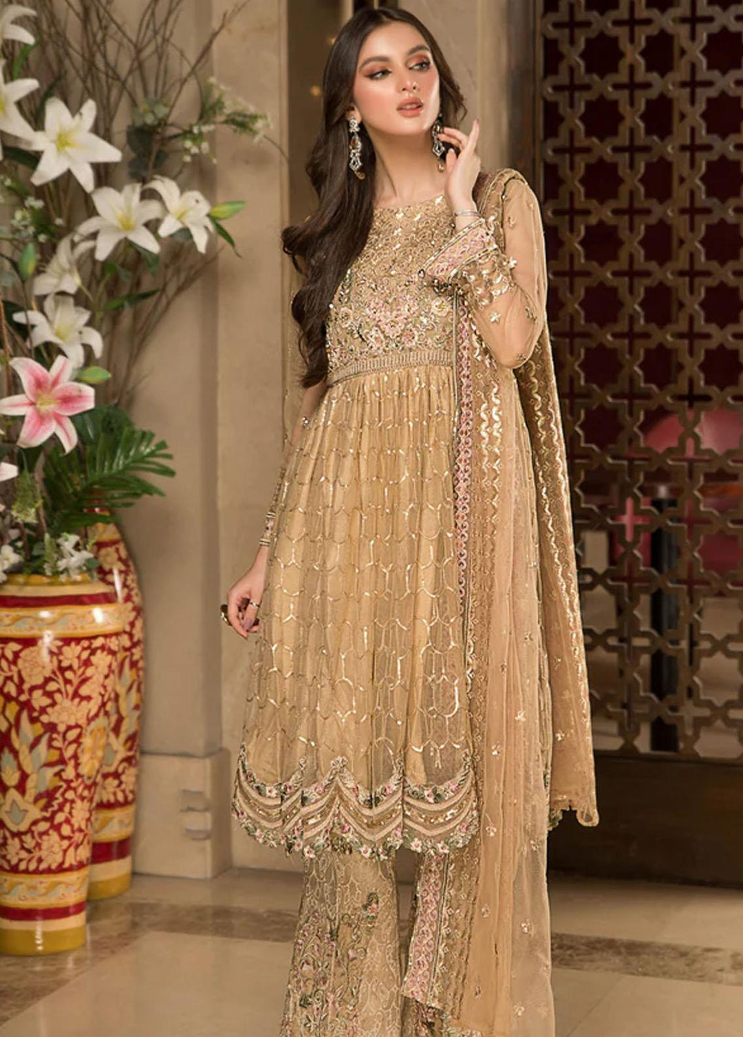 Farahnosh By Aroshi Embroidered Net Suits Unstitched 3 Piece ASH22F Yasmeen - Luxury Collection