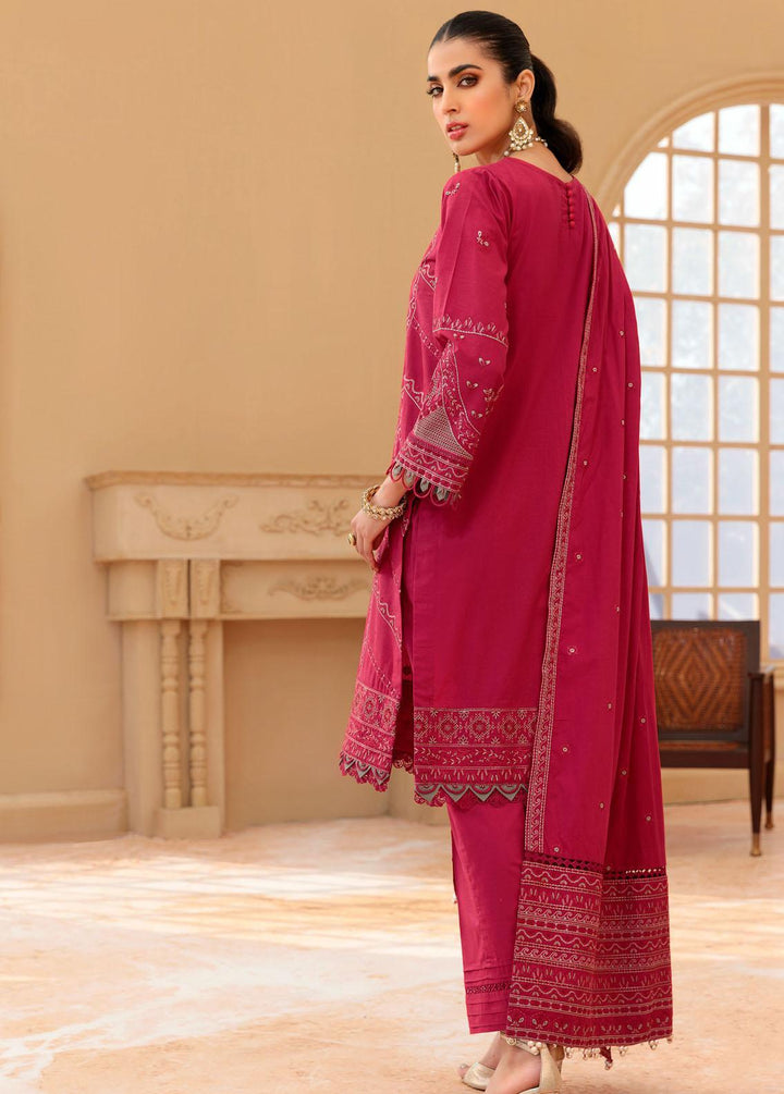Farasha Embroidered Lawn Suit Unstitched 3 Piece FSH22FL 05 Pink Sorbet - Festive Collection