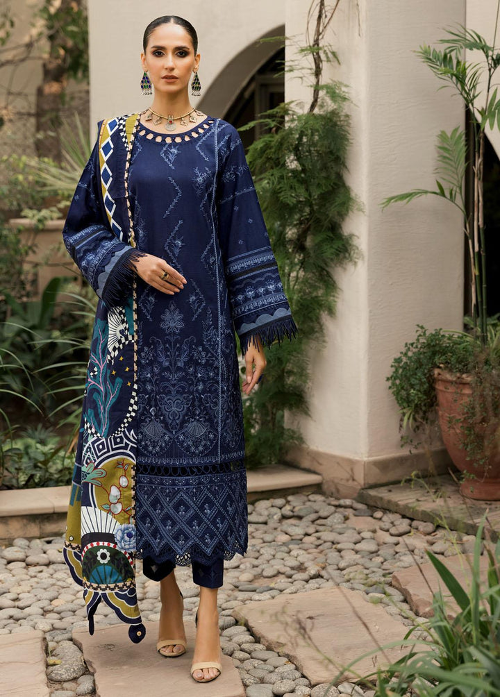 Farasha Embroidered Khaddar Suits Unstitched 3 Piece FSH21K 03 Cobalt Aroma - Winter Collection