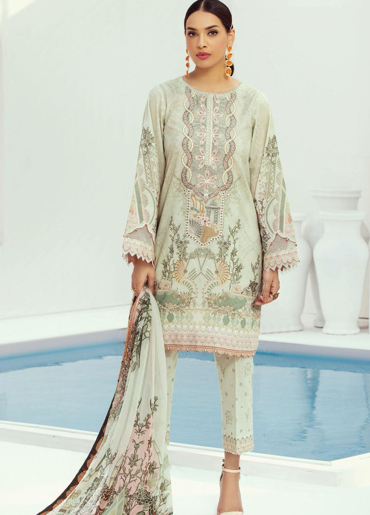 Farasha Embroidered Lawn Suits Unstitched 3 Piece FSH21L 02-HEAVEN SCENT - Summer Collection