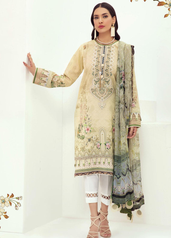 Farasha Embroidered Lawn Suits Unstitched 3 Piece FSH21L 05-BEACH BLOOM - Summer Collection