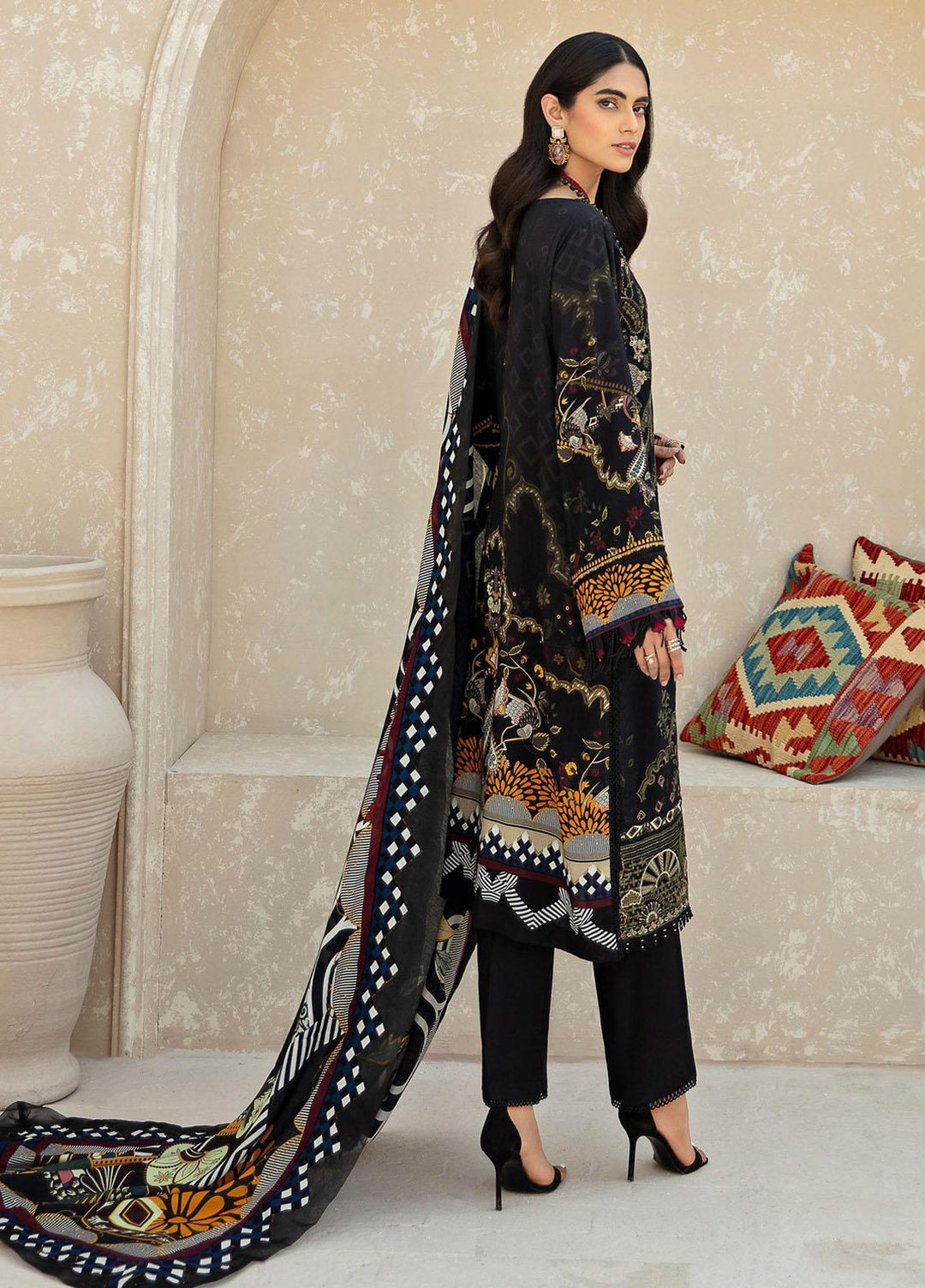Farasha Embroidered Linen Suits Unstitched 3 Piece FSH21L 01-RAVEN - Winter Collection