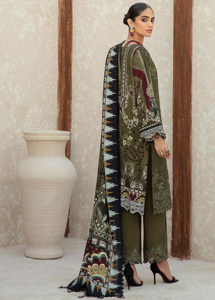 Farasha Embroidered Linen Suits Unstitched 3 Piece FSH21L 02-SEA WEED - Winter Collection