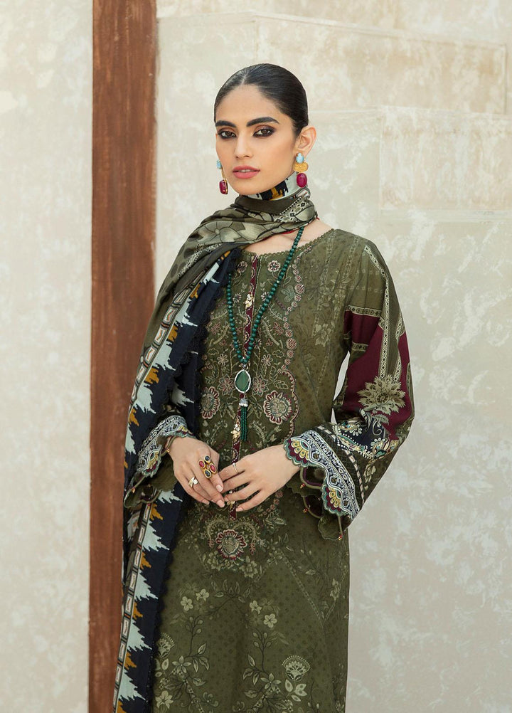 Farasha Embroidered Linen Suits Unstitched 3 Piece FSH21L 02-SEA WEED - Winter Collection