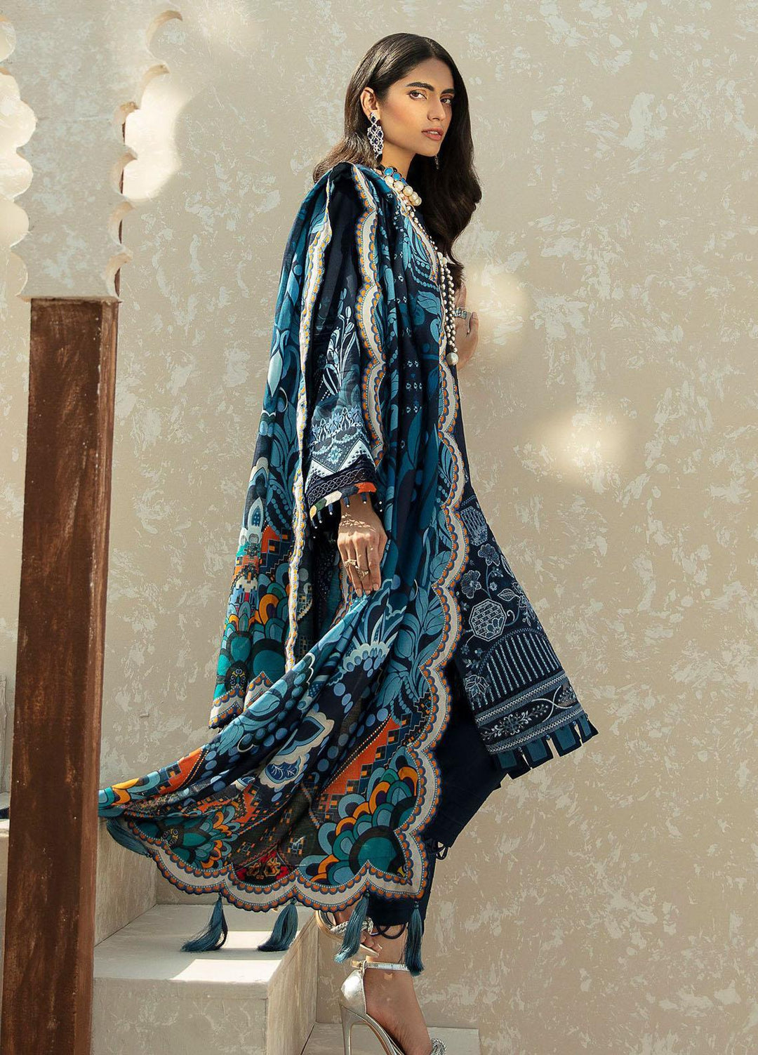 Farasha Embroidered Linen Suits Unstitched 3 Piece FSH21L 08-CANARY DREAM - Winter Collection