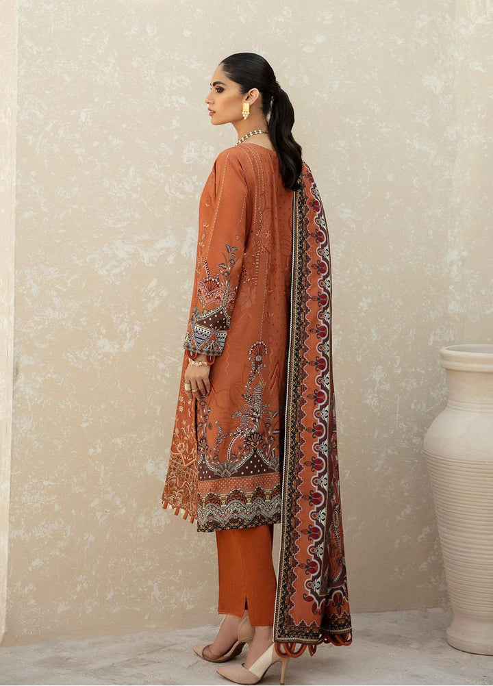 Farasha Embroidered Linen Suits Unstitched 3 Piece FSH21L 09-AMBER GOLD - Winter Collection