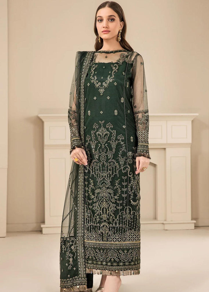 Farasha Embroidered Net Suits Unstitched 3 Piece FSH23LA D-03 Florican - Formal Collection
