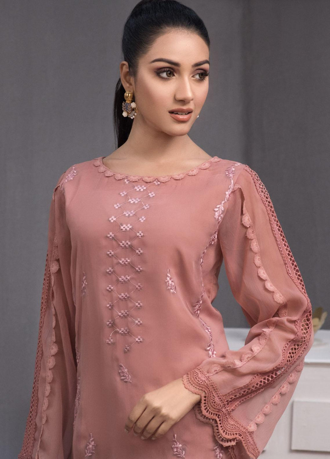 Fascino Embroidered Chiffon  Unstitched Kurties FN23DV Cava - Festive Collection
