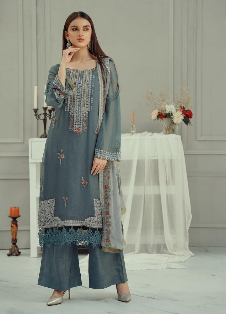 Fascino Embroidered Chiffon Suits Unstitched 3 Piece FN22F MISTY GLOW - Festive Collection