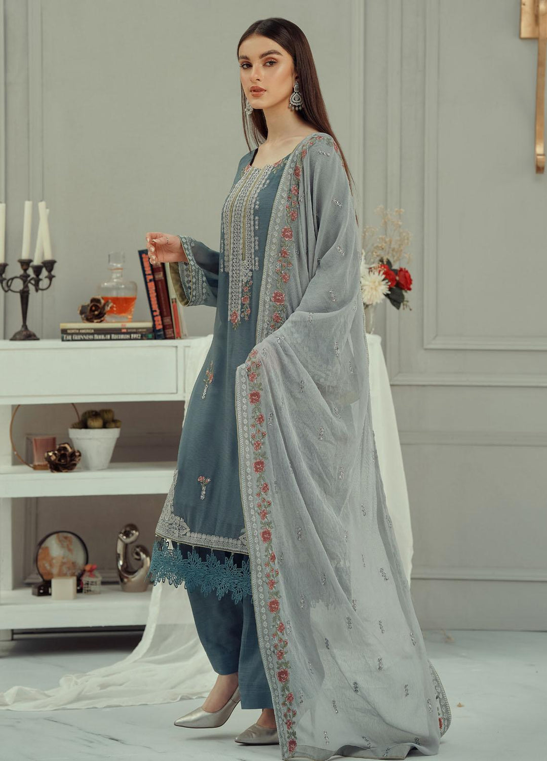 Fascino Embroidered Chiffon Suits Unstitched 3 Piece FN22F MISTY GLOW - Festive Collection