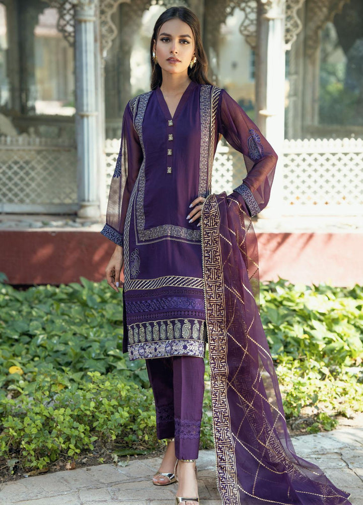 Fascino Embroidered Chiffon Suits Unstitched 3 Piece FN21LF Heather - Luxury Collection