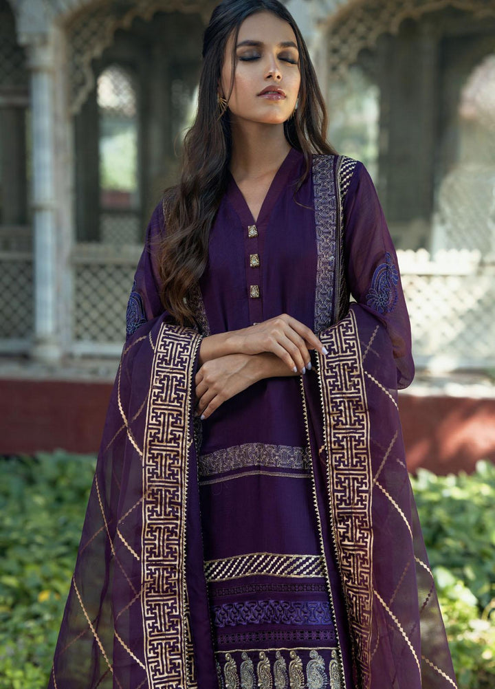 Fascino Embroidered Chiffon Suits Unstitched 3 Piece FN21LF Heather - Luxury Collection