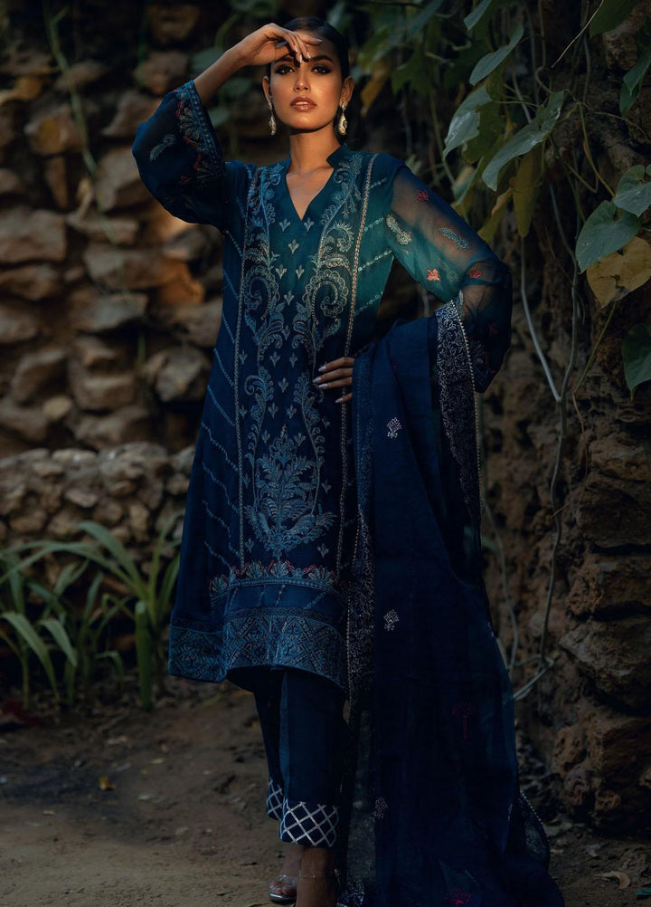 Fascino Embroidered Chiffon Suits Unstitched 3 Piece FN21LF Iris - Luxury Collection