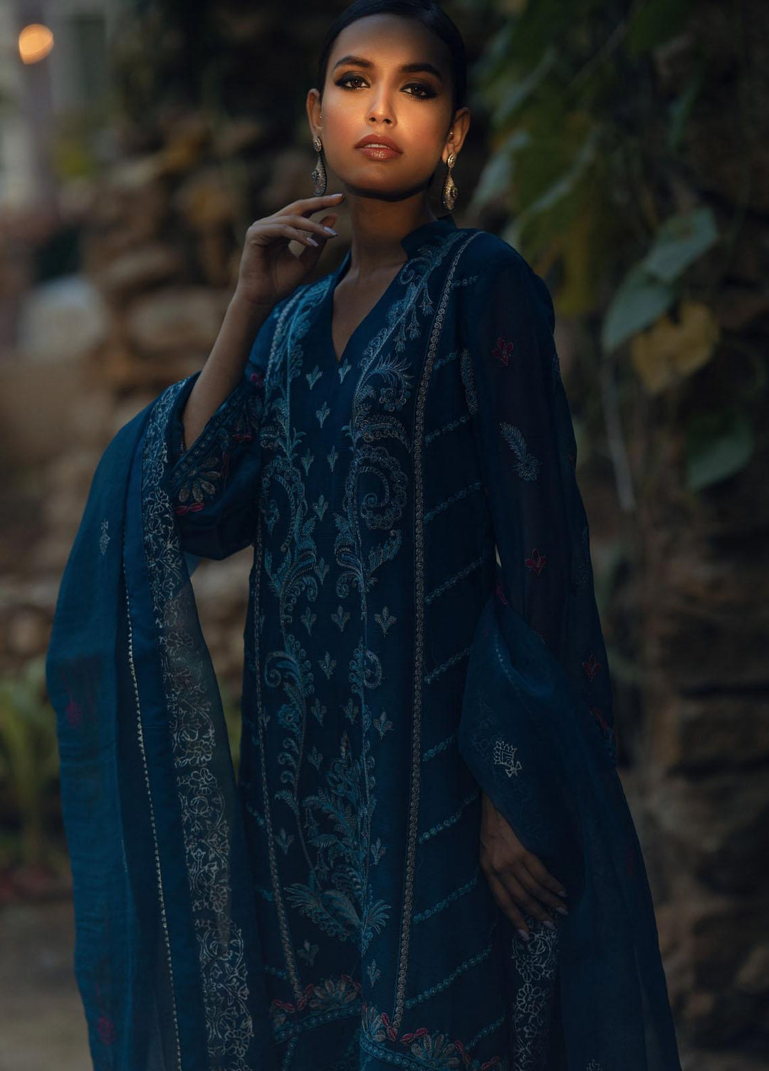 Fascino Embroidered Chiffon Suits Unstitched 3 Piece FN21LF Iris - Luxury Collection