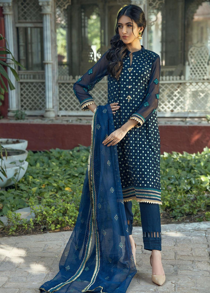 Fascino Embroidered Chiffon Suits Unstitched 3 Piece FN21LF Muscari - Luxury Collection