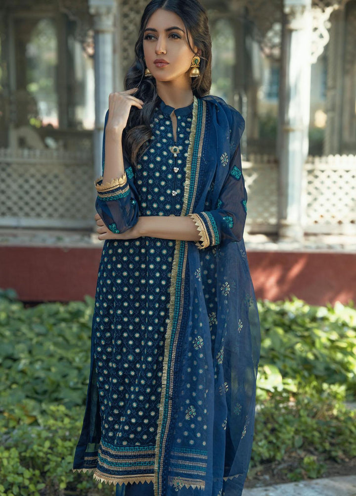 Fascino Embroidered Chiffon Suits Unstitched 3 Piece FN21LF Muscari - Luxury Collection