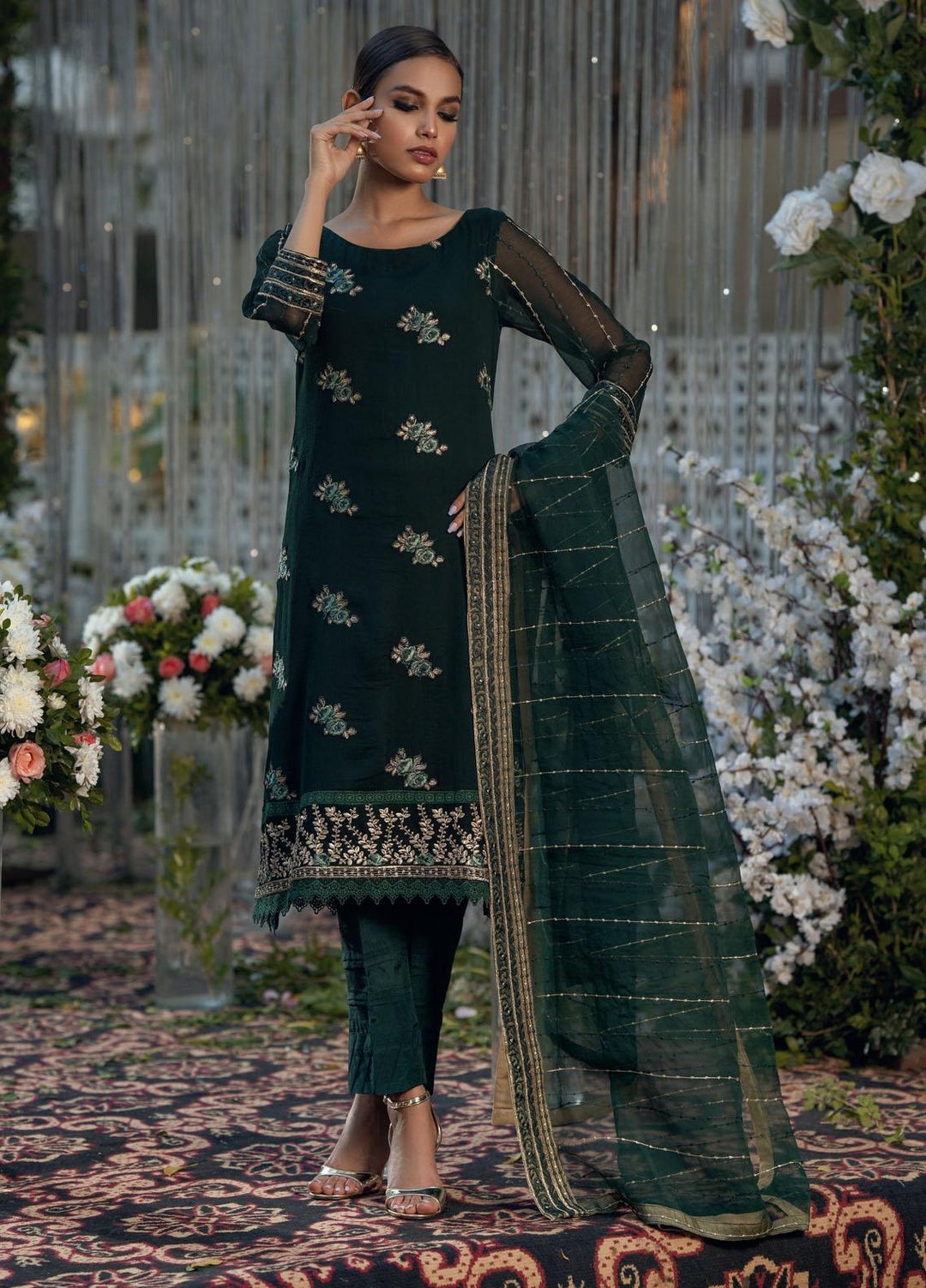 Fascino Embroidered Chiffon Suits Unstitched 3 Piece FN21LF Zinnia - Luxury Collection