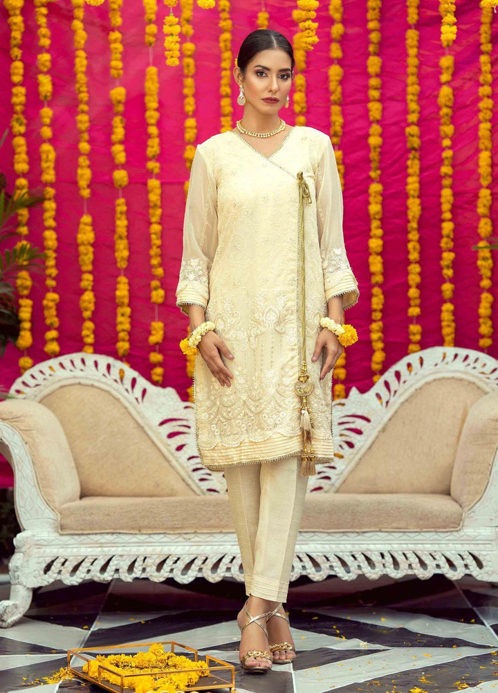 LA FLORA by Fascino Embroidered Chiffon Suits Unstitched 4 Piece FN22-LF4 Water Lily - Luxury Collection