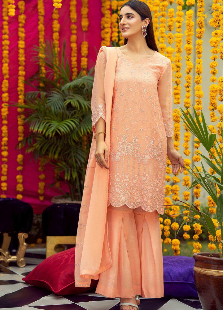 LA FLORA by Fascino Embroidered Chiffon Suits Unstitched 4 Piece FN22-LF4 Sweet Pea - Luxury Collection