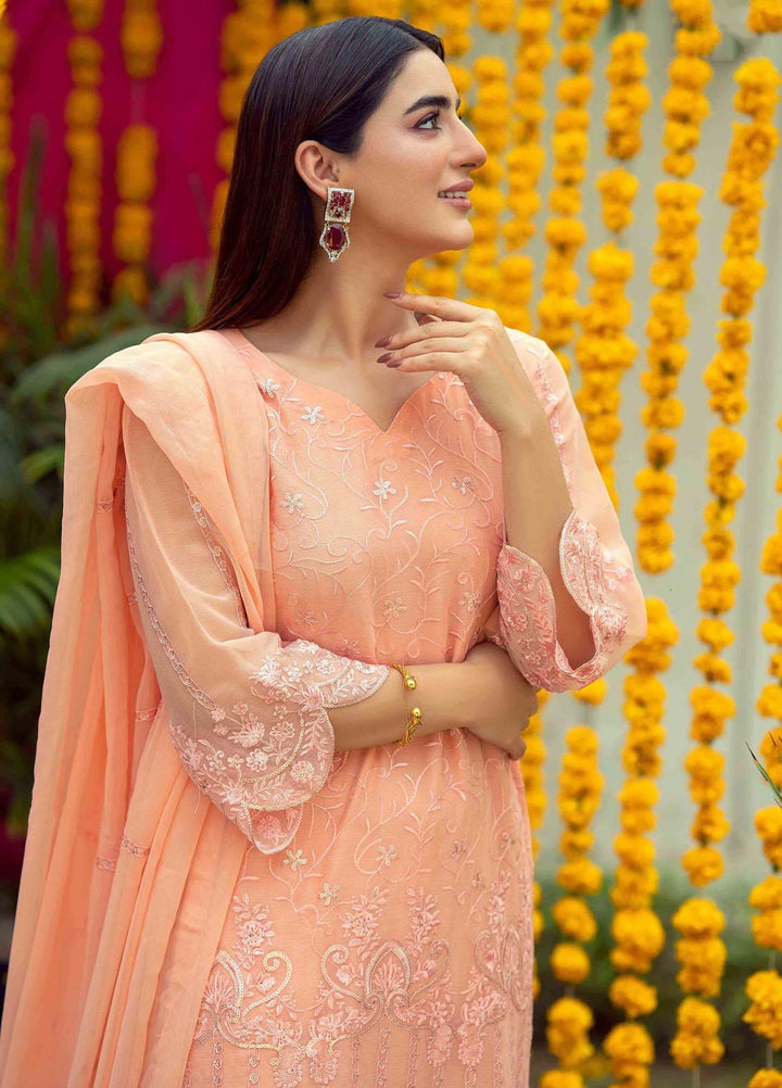 LA FLORA by Fascino Embroidered Chiffon Suits Unstitched 4 Piece FN22-LF4 Sweet Pea - Luxury Collection