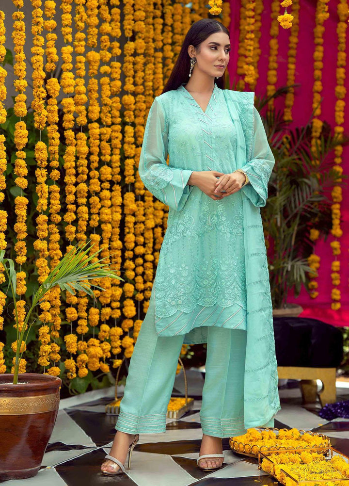 LA FLORA by Fascino Embroidered Chiffon Suits Unstitched 4 Piece FN22-LF4 Wind Flower - Luxury Collection