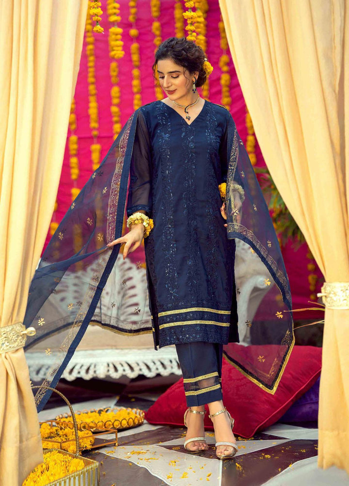 LA FLORA by Fascino Embroidered Chiffon Suits Unstitched 4 Piece FN22-LF4 Mokara - Luxury Collection