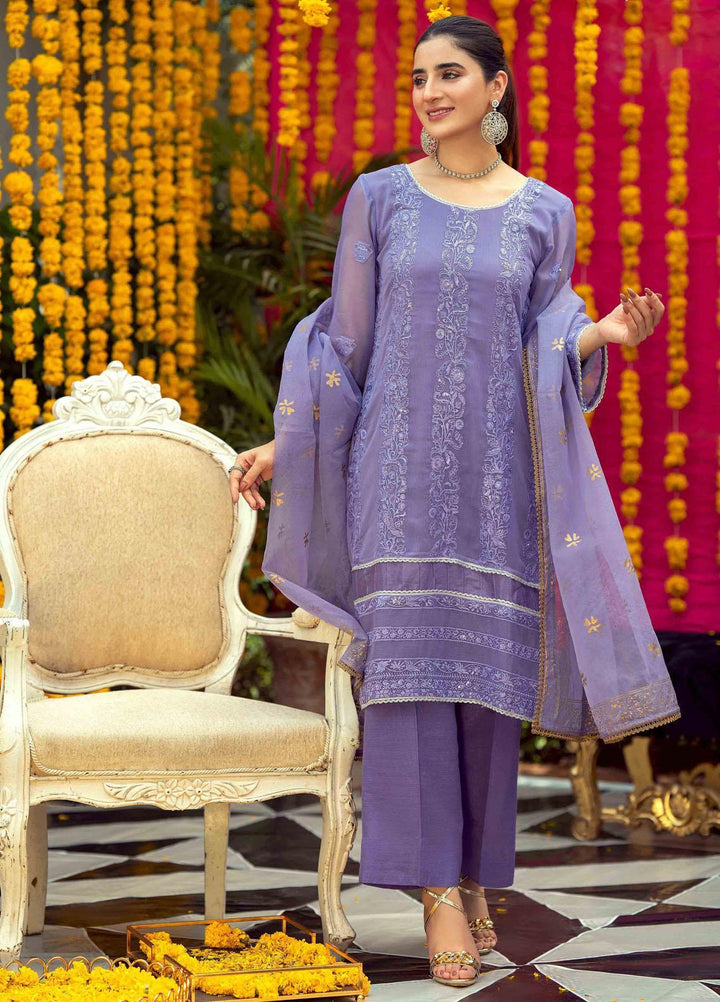 LA FLORA by Fascino Embroidered Chiffon Suits Unstitched 4 Piece FN22-LF4 Crocus - Luxury Collection