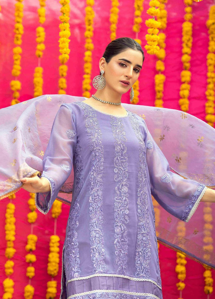 LA FLORA by Fascino Embroidered Chiffon Suits Unstitched 4 Piece FN22-LF4 Crocus - Luxury Collection