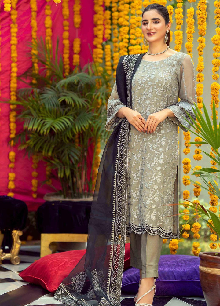 LA FLORA by Fascino Embroidered Chiffon Suits Unstitched 4 Piece FN22-LF4 Baby Breath - Luxury Collection