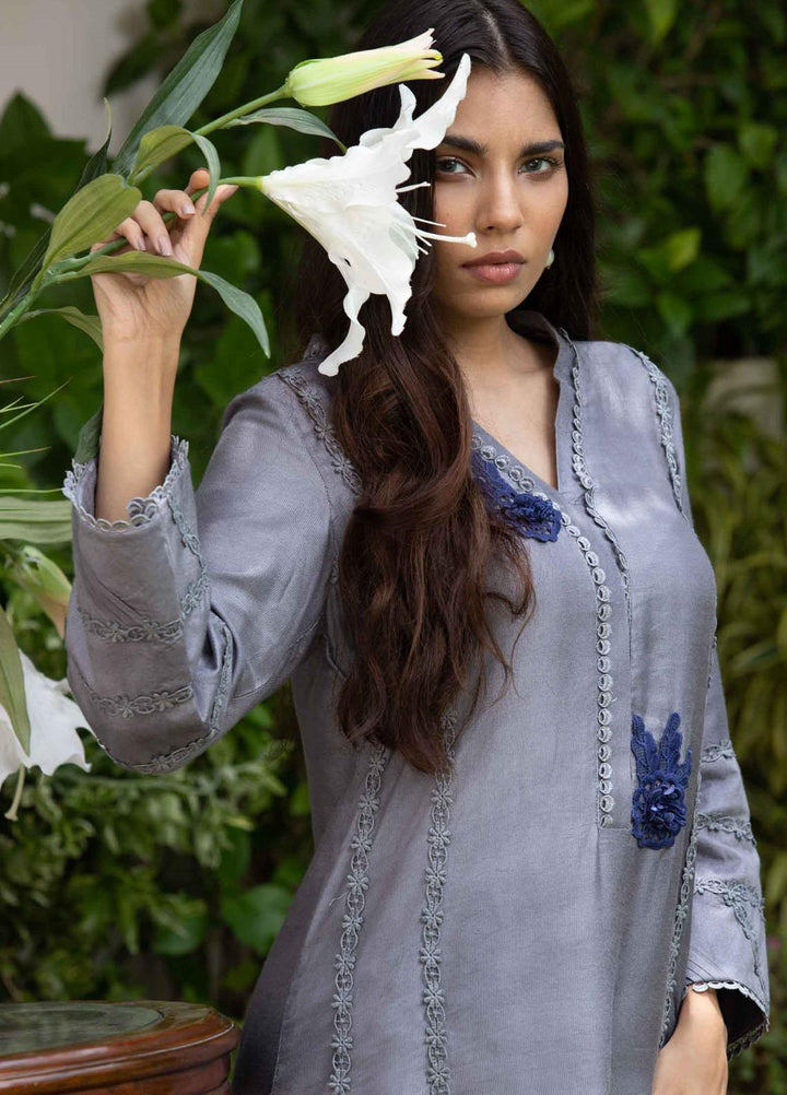 Fascino Luxury Pret  Cotton Net Shirt FN21ES SMOKE