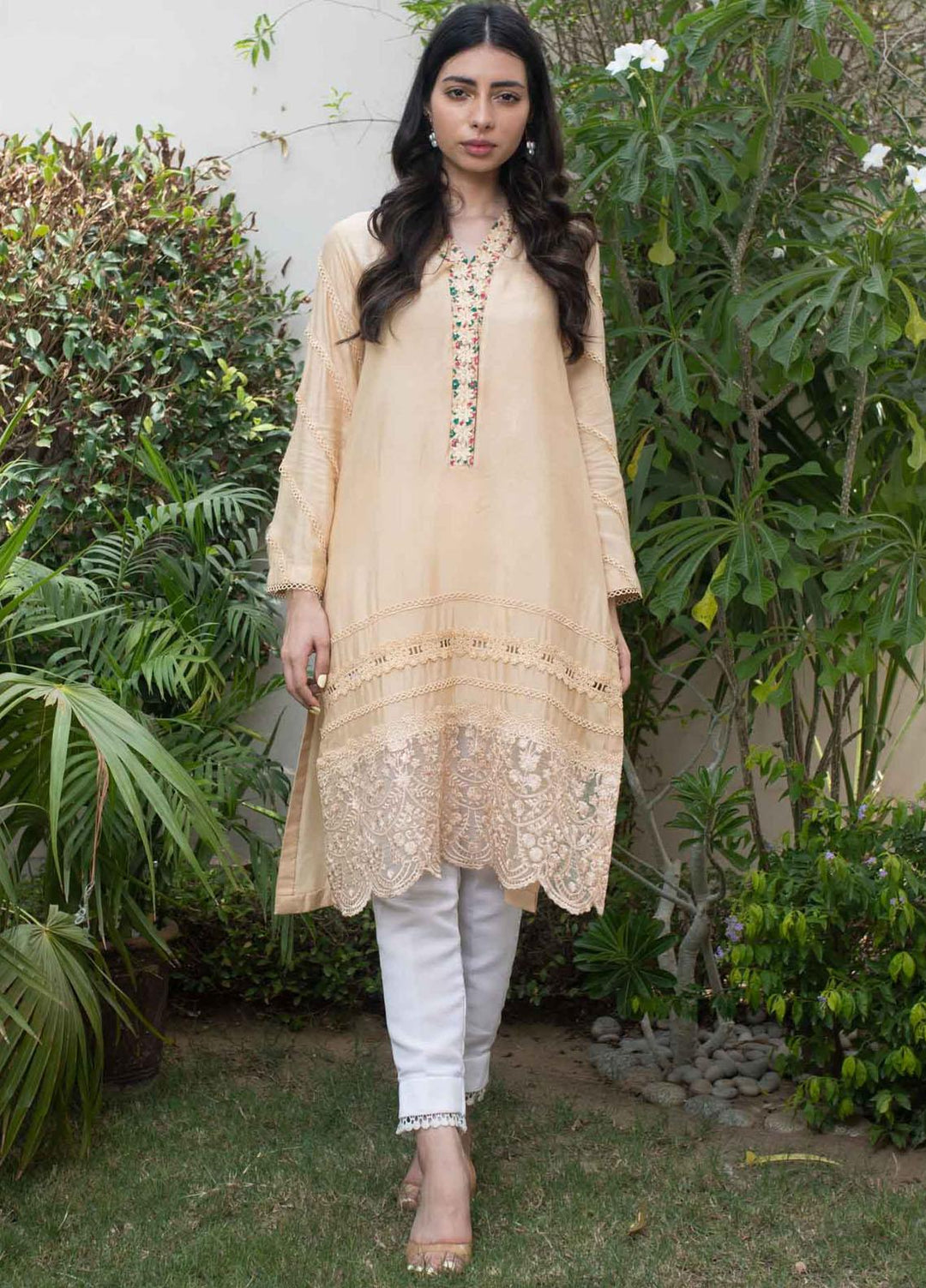 Fascino Luxury Pret  Cotton Net Shirt FN21ES CARAMEL