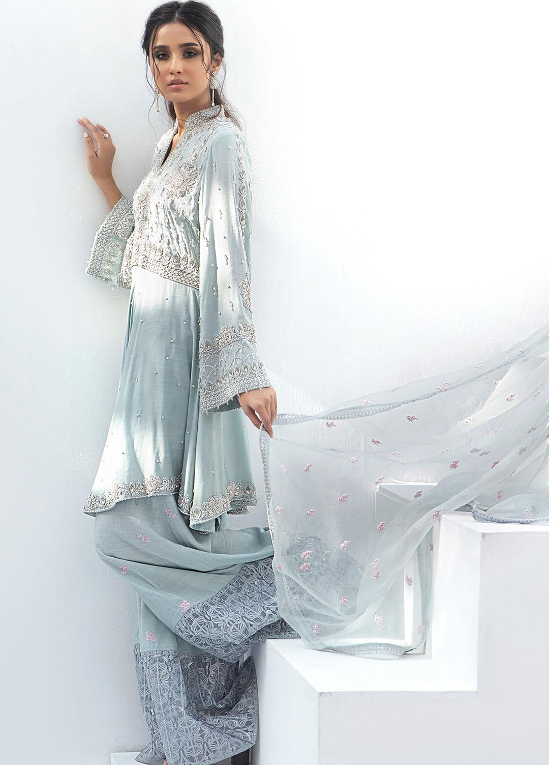 Fashion Porters Luxury Pret  Raw Silk 3 Piece Suit SFL21-AL1 Azura